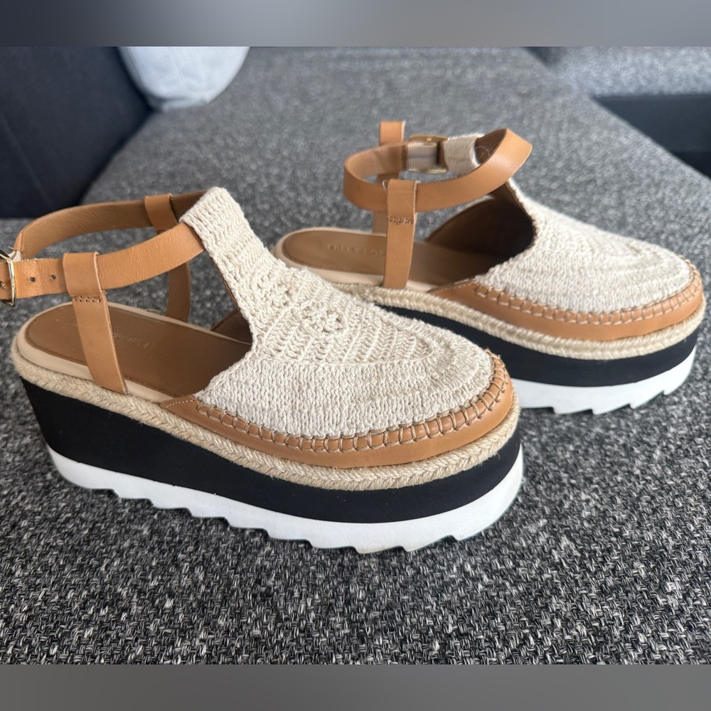 Free People Morning in Mykonos Tan and Cream Platform Sandals